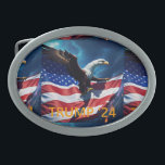 Boucle De Ceinture Ovale Drapeau américain Aigle TRUMP 2024<br><div class="desc">Drapeau américain Aigle TRUMP 2024</div>