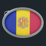 Boucle De Ceinture Ovale Drapeau d'Andorre patriotique<br><div class="desc">Le drapeau national d'Andorre.</div>
