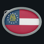 Boucle De Ceinture Ovale Drapeau de l'État de Géorgie<br><div class="desc">Drapeau de l'Etat de Géorgie patriotique.</div>