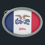 Boucle De Ceinture Ovale Drapeau de l'État de l'Iowa<br><div class="desc">Le drapeau de l'État de l'Iowa patriotique.</div>