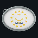 Boucle De Ceinture Ovale Drapeau de l'État de Rhode Island<br><div class="desc">Drapeau de l'État patriotique de Rhode Island.</div>