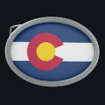 Boucle De Ceinture Ovale Drapeau de l'État du Colorado<br><div class="desc">Drapeau de l'état du Colorado patriotique.</div>