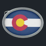 Boucle De Ceinture Ovale Drapeau de l'État du Colorado<br><div class="desc">Drapeau de l'état du Colorado patriotique.</div>