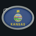 Boucle De Ceinture Ovale Drapeau de l'État du Kansas<br><div class="desc">Drapeau de l'état du Kansas patriotique.</div>