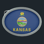 Boucle De Ceinture Ovale Drapeau de l'État du Kansas<br><div class="desc">Drapeau de l'état du Kansas patriotique.</div>