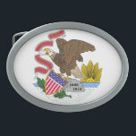 Boucle De Ceinture Ovale Drapeau de l'Illinois<br><div class="desc">Drapeau de l'Illinois</div>
