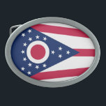 Boucle De Ceinture Ovale Drapeau de l'Ohio<br><div class="desc">Drapeau de l'état de l'Ohio patriotique.</div>