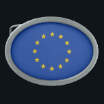 Boucle De Ceinture Ovale Drapeau de l'Union européenne<br><div class="desc">Drapeau patriotique de l'Union européenne.</div>