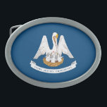 Boucle De Ceinture Ovale Drapeau d'État de Louisiane<br><div class="desc">Drapeau de l'État de Louisiane patriotique.</div>