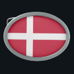 Boucle De Ceinture Ovale Drapeau du Danemark<br><div class="desc">Drapeau patriotique du Danemark.</div>