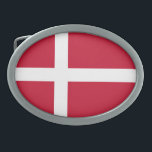 Boucle De Ceinture Ovale Drapeau du Danemark<br><div class="desc">Drapeau patriotique du Danemark.</div>
