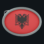 Boucle De Ceinture Ovale Drapeau patriotique albanais<br><div class="desc">Le drapeau national de l'Albanie.</div>