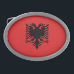 Boucle De Ceinture Ovale Drapeau patriotique albanais<br><div class="desc">Le drapeau national de l'Albanie.</div>