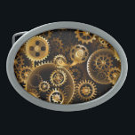Boucle De Ceinture Ovale Équipements en laiton sans vapeur<br><div class="desc">Sans joint,  métal,  laiton,  or engrenages sur arrière - plan foncé rouillé. Style Steampunk.</div>