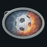 Boucle De Ceinture Ovale Flamme Football/Balle de Football Jeu d'oreiller<br><div class="desc">Football flamboyant/balle de football</div>