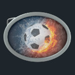 Boucle De Ceinture Ovale Flamme Football/Balle de Football Jeu d'oreiller<br><div class="desc">Football flamboyant/balle de football</div>