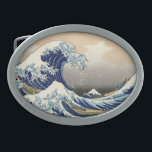 Boucle De Ceinture Ovale Grande vague Kanagawa peinture japonaise<br><div class="desc">Vague japonaise de coupe de bois — Vague du Mont Fuji par Hokusa Une grande vague est dans l'océan — et vous voyez le Mont Fuji dans l'arrière - plan lointain — la vague s'enroule autour du grand Mont Fuji. La vague géante est si intense que vous pourriez presque manquer...</div>