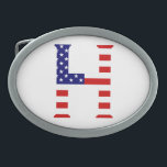 Boucle De Ceinture Ovale H Monogramme superposé sur le bcnt drapeau américa<br><div class="desc">H Monogramme superposé sur USA Flag Belt Buckle Design © Trinkets and Things 2017 - AHP Design. Tous droits réservés. 080517</div>