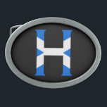 Boucle De Ceinture Ovale H Monogramme superposé sur le drapeau écossais<br><div class="desc">H Monogramme superposé sur Scottish Flag Belt Buckle Design © Trinkets and Things 2017 - AHP Design. Tous droits réservés. 030417</div>