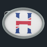 Boucle De Ceinture Ovale H Monogramme superposé sur le drapeau Union Jack<br><div class="desc">H Monogramme superposé sur Union Jack Flag Belt Buckle Design © Trinkets and Things 2017 - AHP Design. Tous droits réservés. 030417</div>