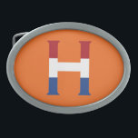 Boucle De Ceinture Ovale H Monogramme superposé sur l'indicateur NLD ou sur<br><div class="desc">H Monogramme superposé sur le drapeau Pays-Bas sur boucle de ceinture orange Design © Trinkets and Things 2022 - AHP Design. Tous droits réservés.</div>