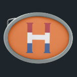 Boucle De Ceinture Ovale H Monogramme superposé sur l'indicateur NLD ou sur<br><div class="desc">H Monogramme superposé sur le drapeau Pays-Bas sur boucle de ceinture orange Design © Trinkets and Things 2022 - AHP Design. Tous droits réservés.</div>