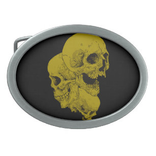 Boucle De Ceinture Ovale Halloween Grim tête humaine os Skeleton Skulons