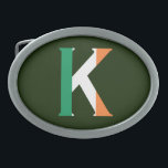 Boucle De Ceinture Ovale K Monogramme superposé sur le drapeau irlandais bt<br><div class="desc">K Monogramme superposé sur Irish Flag Belt Buckle Design © Trinkets and Things 2017 - AHP Design. Tous droits réservés.</div>