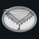 Boucle De Ceinture Ovale Keffiyeh Écharpe palestinienne tissu traditionnel<br><div class="desc">Palestinien / arabe Keffiyeh noir et blanc Écharpe conçu comme enveloppé autour du cou, élément isolé sur blanc. Le keffiyeh, aussi connu sous le nom de hatta, est une coiffure arabe traditionnelle. Historiquement, elle a été portée par des communautés nomades — ou bédouins — dans la Palestine historique. Il est...</div>