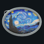 Boucle De Ceinture Ovale La nuit étoilée par Vincent Van Gogh<br><div class="desc">Vincent Van Gogh La Nuit Étoile. Il s'agit d'un ancien chef-d'oeuvre du peintre-maître néerlandais Vincent Van Gogh.Cette peinture de paysage d'art raffiné a une belle,  vibrante,  couleur saturée. Vincent Van Gogh était un peintre impressionniste de poste hollandais. Cette image est du domaine public</div>