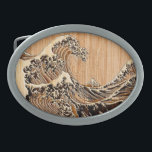 Boucle De Ceinture Ovale L'accent en bois en bambou de style de grande<br><div class="desc">Une création en fonction du client a inspiré par la grande vague de Kanagawa a peint par l'artiste japonais antique Hokusai. Elle est rendue quant au ressembler à un arrière - plan en bois en bambou complexe de décor de marqueterie. Retentit bon, une grande idée de cadeau. Employez le lien...</div>