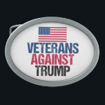 Boucle De Ceinture Ovale Les vétérans contre le drapeau américain Trump<br><div class="desc">Je me suis battu pour ce pays et maintenant je me battrai contre le républicain Donald Trump. Les soldats qui ont combattu pour les Etats-Unis d'Amérique s'unissent contre l'homme qui détruira la liberté même pour laquelle nous avons travaillé avec cette audacieuse boucle de ceinture politique avec le drapeau américain en...</div>