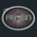 Boucle De Ceinture Ovale Logo Alien Belt Buckle<br><div class="desc">Un logo de tête alien verte avec un étrange arrière - plan alien.</div>