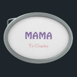 Boucle De Ceinture Ovale Mama mères heureuses rétro violet ajouter nom text<br><div class="desc">conception</div>