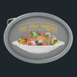 Boucle De Ceinture Ovale Mangez vos Légumes Citer salade fraîche mélange bo<br><div class="desc">Plaque pleine de légumes et citation</div>