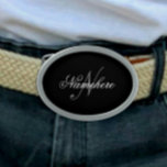 Boucle De Ceinture Ovale Monogramme de nom noir et blanc personnalisé uniqu<br><div class="desc">Personnalisé Unique Noir et Blanc Nom Monogramme Design pour tout le monde.</div>