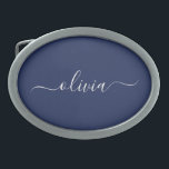 Boucle De Ceinture Ovale Monogramme moderne bleu marine et blanc<br><div class="desc">Découvrez notre collection de monogrammes modernes bleu et blanc de la Marine : Élevez votre décor de maison avec notre collection sophistiquée avec un schéma de couleurs bleu marine et blanc contemporain. Chaque pièce est minutieusement conçue pour exsuder l'élégance et le style, parfait pour ajouter une touche de modernité à...</div>