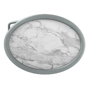 Boucle De Ceinture Ovale Motif gris et Marbre blanc