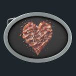Boucle De Ceinture Ovale Ne Va Pas Bacon Mon Coeur, Drôle<br><div class="desc">Image Est Un Coeur D'Amour Fabriqué À Partir De Bacon Avec Les Mots Dont Go Bacon Mon Coeur,  Couché Sur Le Haut Du Coeur,  Les Mots Sont Faits À Partir De La Même Image.</div>