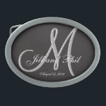 Boucle De Ceinture Ovale Noir de base Mariage Fabrique Monogramme Grande va<br><div class="desc">Monogramme noir de base 3d. Découvrez cette 3d Monogram Basic Black design.Gothique noir cherchez votre soirée de mariage. Monogrammes,  texte et nom de mariée et de mariée sont faciles à changer selon vos besoins. Toutes les oeuvres et images ©nuptial.</div>