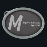 Boucle De Ceinture Ovale Noir de base Mariage Fabrique Monogramme Grande va<br><div class="desc">Monogramme noir de base 3d. Découvrez cette 3d Monogram Basic Black design.Gothique noir cherchez votre soirée de mariage. Monogrammes,  texte et nom de mariée et de mariée sont faciles à changer selon vos besoins. Toutes les oeuvres et images ©nuptial.</div>