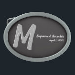 Boucle De Ceinture Ovale Noir de base Mariage Fabrique Monogramme Grande va<br><div class="desc">Monogramme noir de base 3d. Découvrez cette 3d Monogram Basic Black design.Gothique noir cherchez votre soirée de mariage. Monogrammes,  texte et nom de mariée et de mariée sont faciles à changer selon vos besoins. Toutes les oeuvres et images ©nuptial.</div>