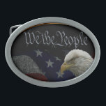 Boucle De Ceinture Ovale Nous Le Peuple<br><div class="desc">Ceinture patriotique avec une photo d'un drapeau et un aigle chauve avec les mots "We The People" dans l'ancien texte anglais en haut. Grand cadeau pour papa ou un vétéran.</div>