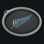 BOUCLE DE CEINTURE OVALE NOUVELLE-ZÉLANDE FERN PAUA<br><div class="desc">Ferne néo-zélandaise classique - aux couleurs vibrantes de la coquille Paua.</div>