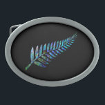 BOUCLE DE CEINTURE OVALE NOUVELLE-ZÉLANDE FERN PAUA<br><div class="desc">Ferne néo-zélandaise classique - aux couleurs vibrantes de la coquille Paua.</div>