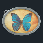 Boucle De Ceinture Ovale Papillon Tropical bleu et turquoise couleur Gem<br><div class="desc">Ce magnifique papillon irisé, peint dans les tons bleu, aqua, turquoise et violet, est comme un joyau des forêts tropicales d'Amérique du Sud. Bien que son espèce exacte reste un mystère, sa beauté et son charme magique sont indéniables. Les détails complexes des ailes, associés à des tonalités joyeuses, créent un...</div>