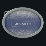 Boucle De Ceinture Ovale Parties scintillant bleue Silver Navy Girl Monogra<br><div class="desc">Parties scintillant à étincelles bleu Argent et Marine Nom du monogramme Boucle de ceinture. Cela rend la graduation parfaite, doux 16 16ème, 18ème, 21ème, 30ème, 40ème, 50ème, 60ème, 70ème, 80ème, 90ème, 100ème anniversaire, mariage, douche nuptiale, anniversaire, baby shower ou cadeau de fête de bachelorette pour quelqu'un qui aime les styles...</div>