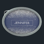 Boucle De Ceinture Ovale Parties scintillant bleue Silver Navy Girl Monogra<br><div class="desc">Parties scintillant à étincelles bleu Argent et Marine Nom du monogramme Boucle de ceinture. Cela rend la graduation parfaite, doux 16 16ème, 18ème, 21ème, 30ème, 40ème, 50ème, 60ème, 70ème, 80ème, 90ème, 100ème anniversaire, mariage, douche nuptiale, anniversaire, baby shower ou cadeau de fête de bachelorette pour quelqu'un qui aime les styles...</div>