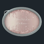 Boucle De Ceinture Ovale Parties scintillant rose Gold Blush Drivers Text B<br><div class="desc">Rose Gold Blush Parties scintillant Sparkle Drips Custom Text Pink Modern - Ajouter votre texte unique ou supprimer du texte - Faire votre cadeau spécial - Redimensionner et déplacer ou supprimer et ajouter du texte / des éléments avec outil de personnalisation. Conception par MIGNED. Veuillez voir mes autres projets. Vous...</div>