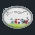 Boucle De Ceinture Ovale Peu de Choo Choo<br><div class="desc">Artiste : Les commandes de train stylisées par | d'Audrey Walters au-dessus de rouler les collines vertes,  fumée orthographie "peu de Choo Choo"</div>